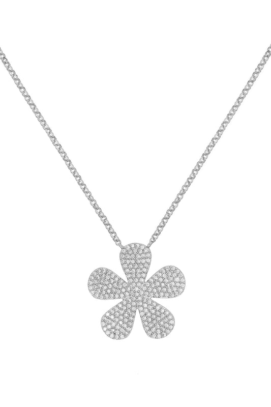 14k White Gold Diamond Daisy Necklace
