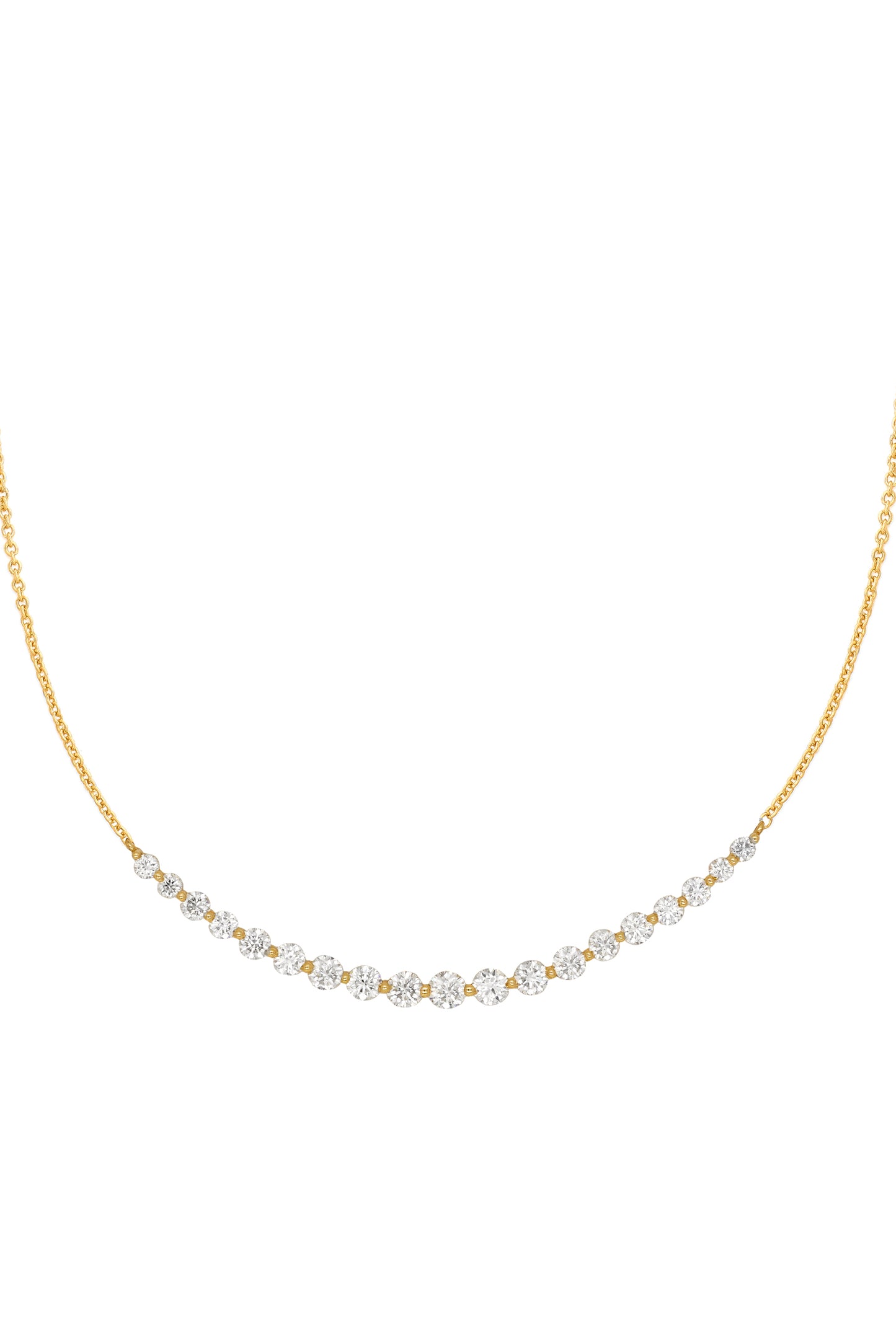 14k Yellow Diamond Curved Round Necklace