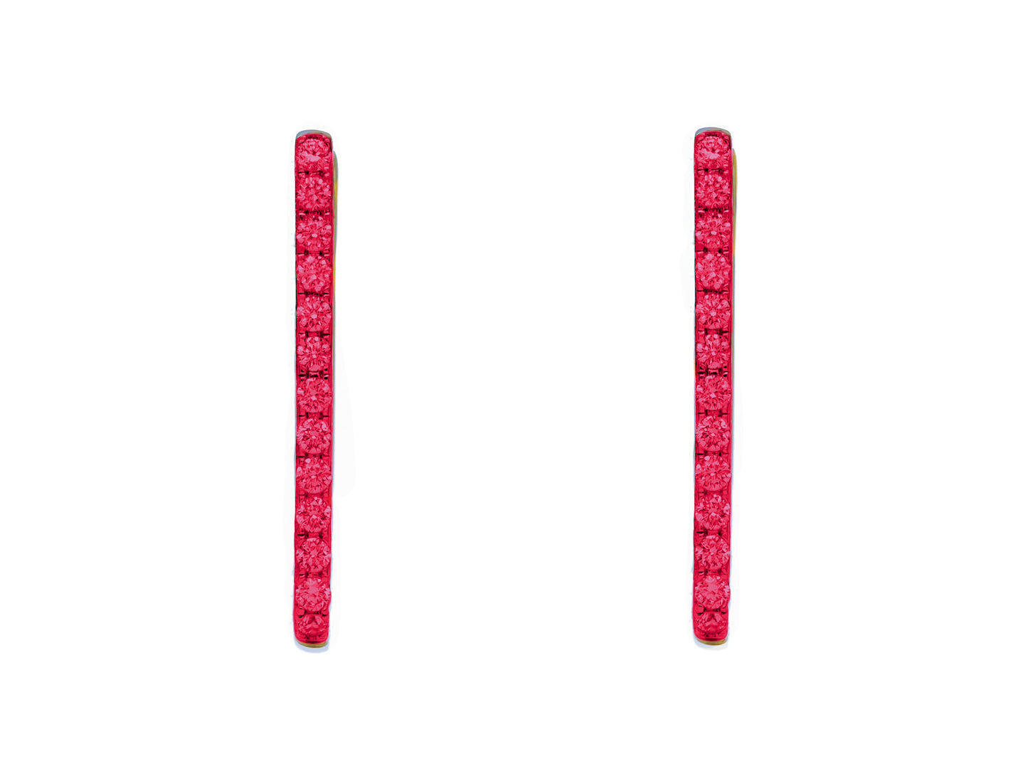 14k White Gold Ruby Paperclip Hoop Earrings