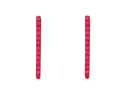 14k White Gold Ruby Paperclip Hoop Earrings
