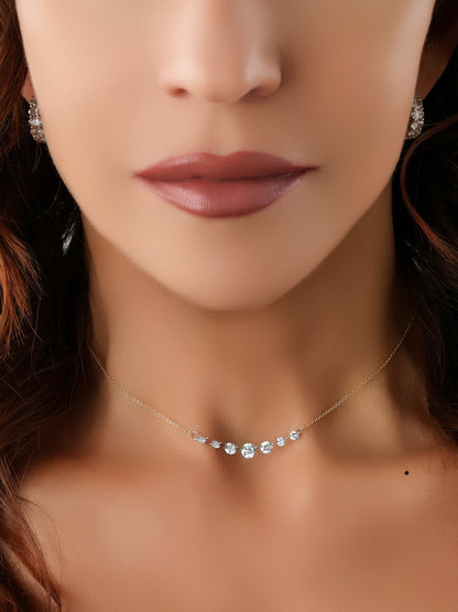14k Yellow Gold Drill Lab Diamond Seven Row Necklace