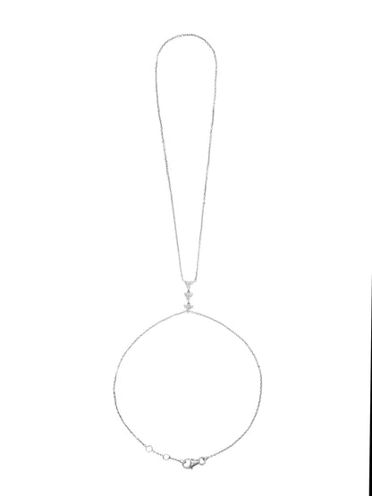 14k White Gold Diamond Triangle Cluster Hand Chain