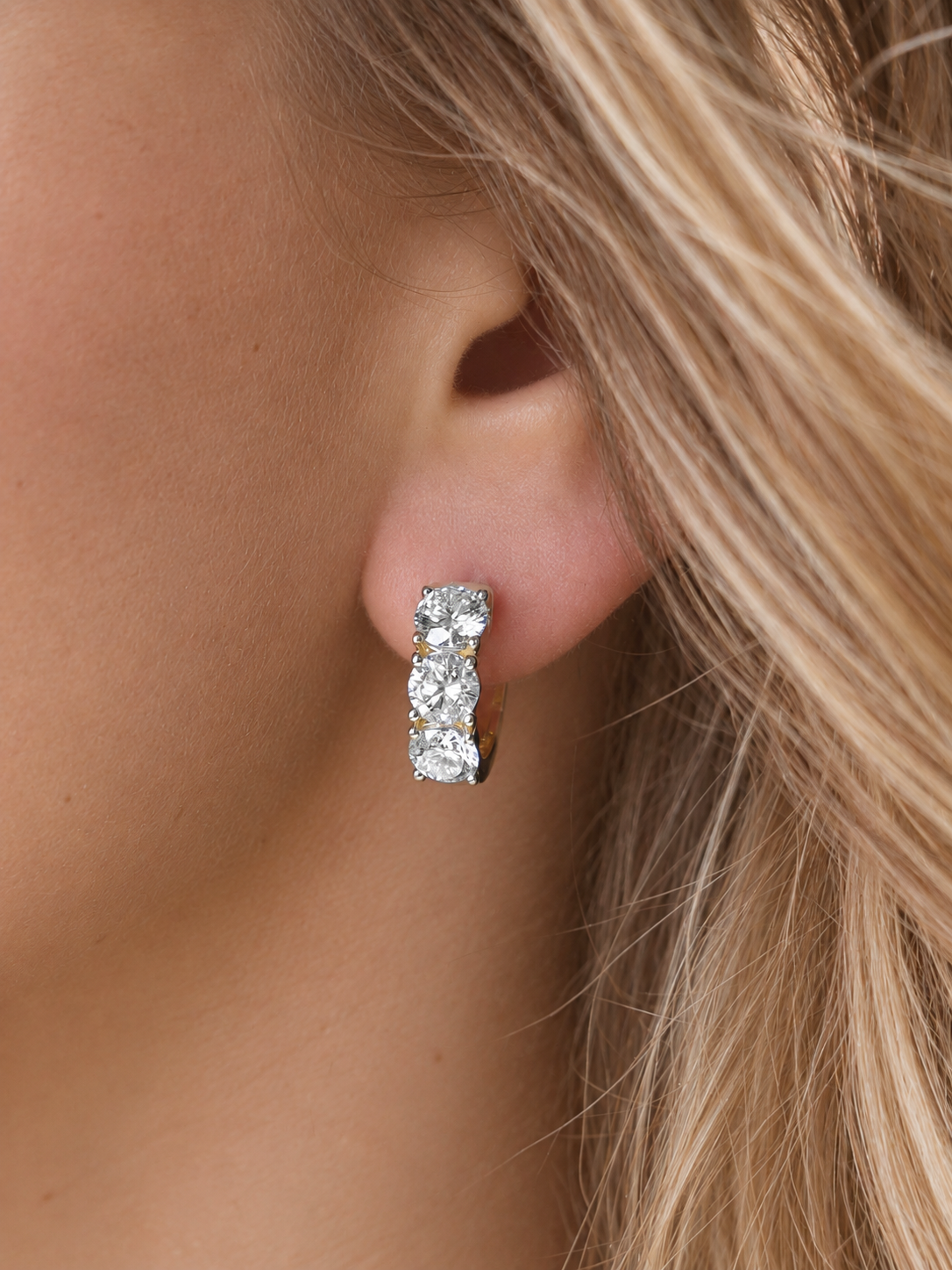 14k Yellow Gold Lab Diamond Large Huggie Earrings