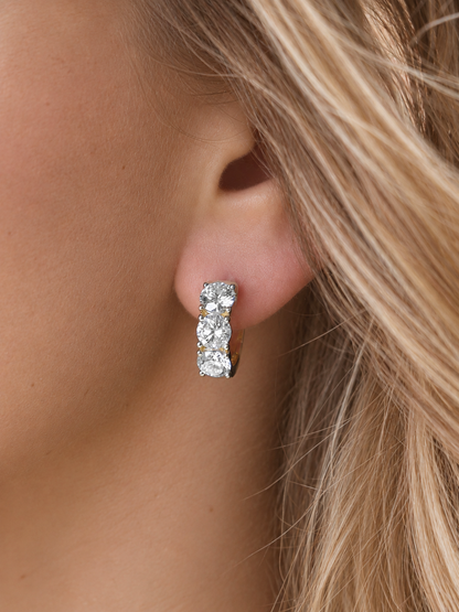 14k Yellow Gold Lab Diamond Large Huggie Earrings