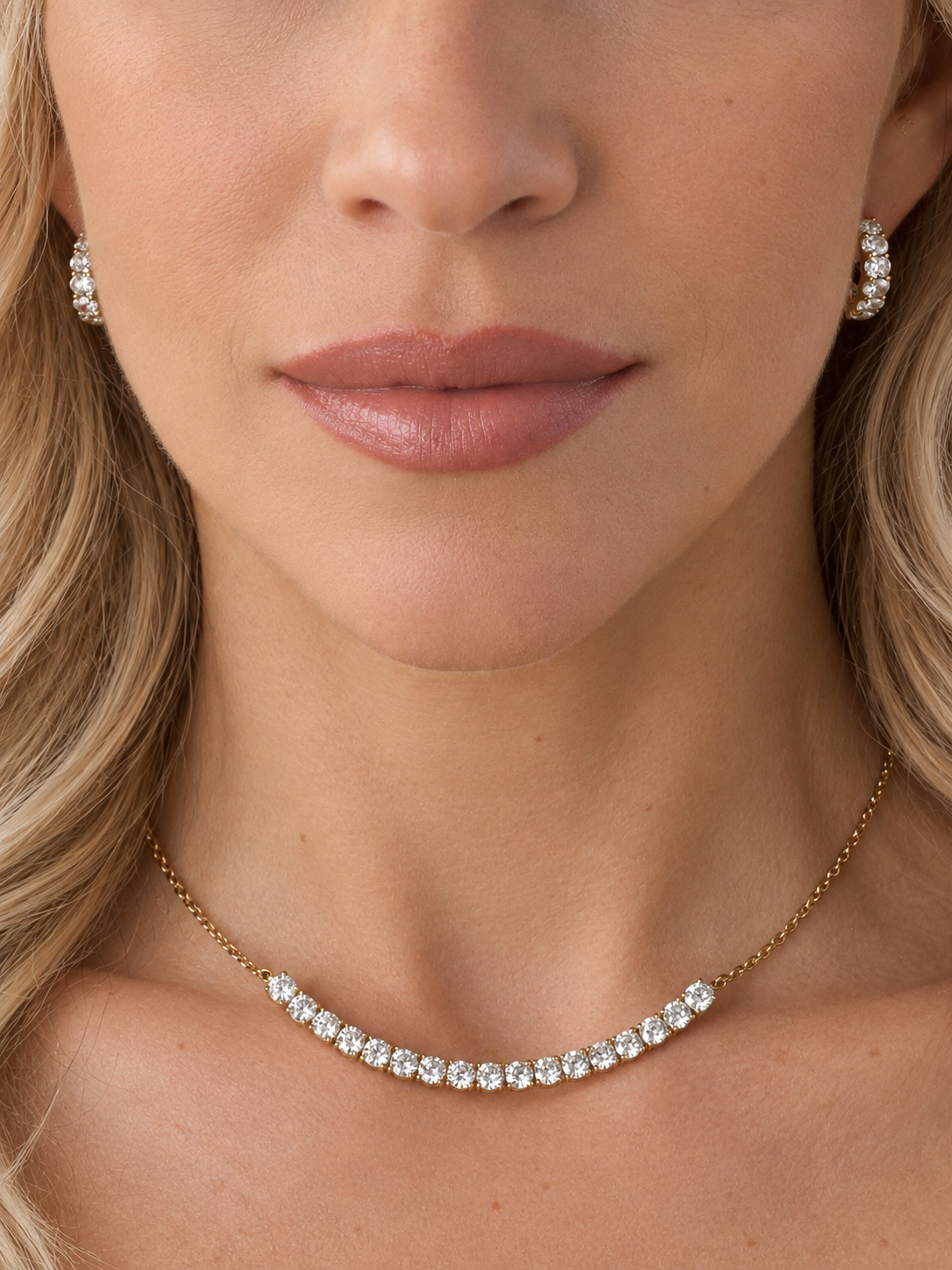 14k Yellow Gold Lab 17 Diamond Large Bar Necklace