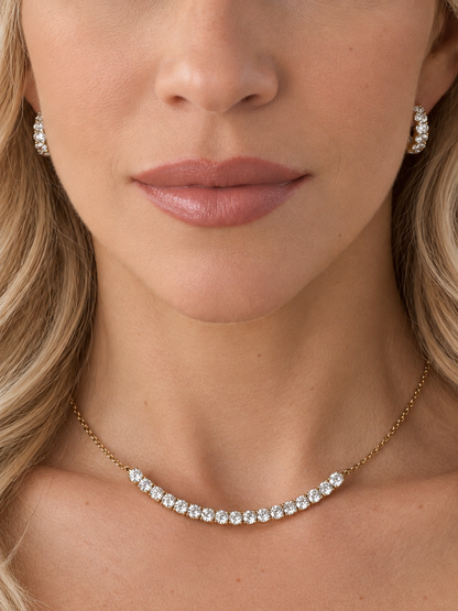 14k Yellow Gold Lab 17 Diamond Large Bar Necklace