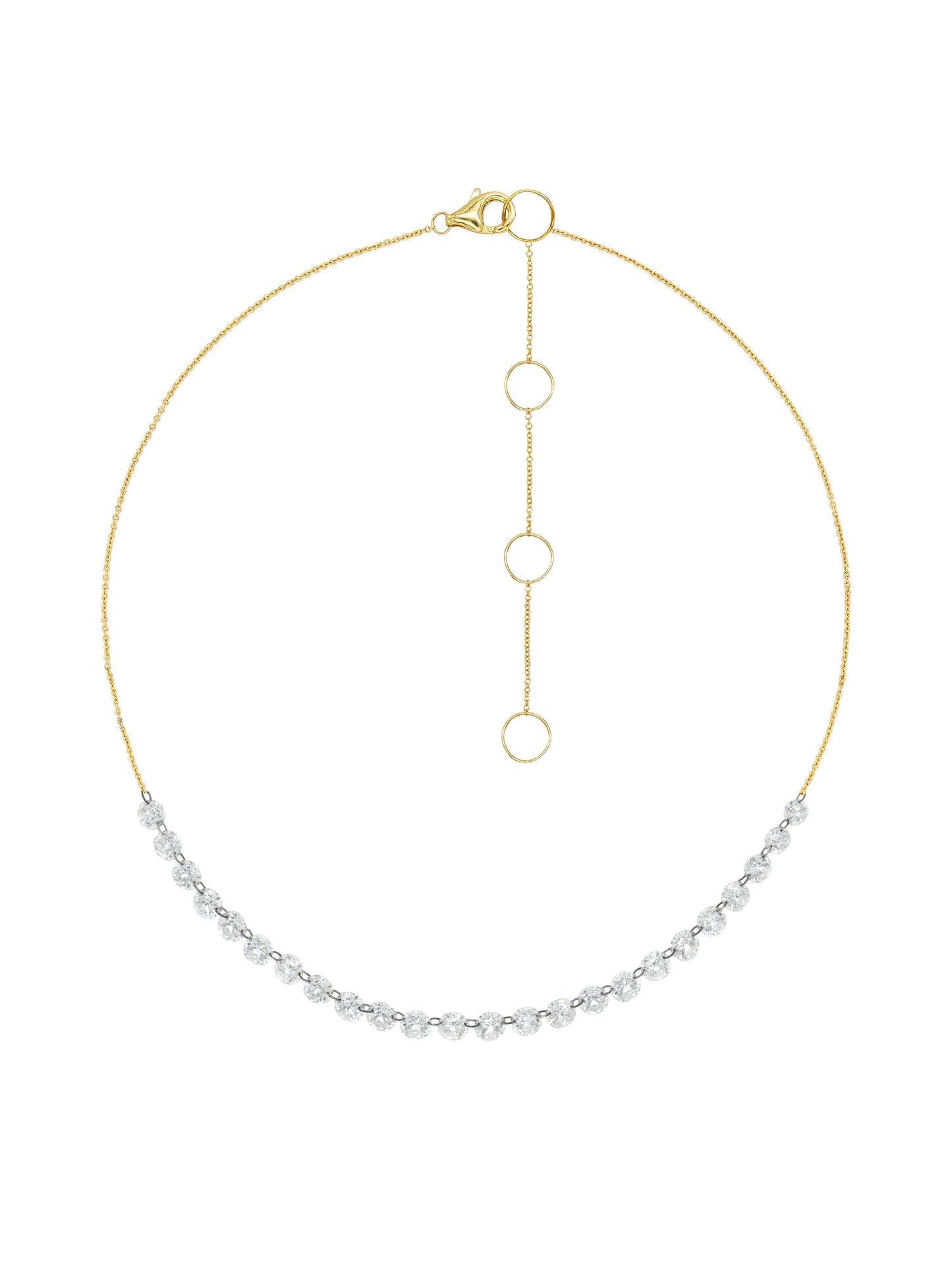 14k Yellow Gold Drill Lab Diamond 24 Row Necklace