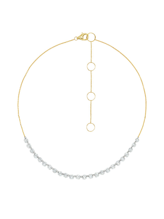 14k Yellow Gold Drill Lab Diamond 24 Row Necklace