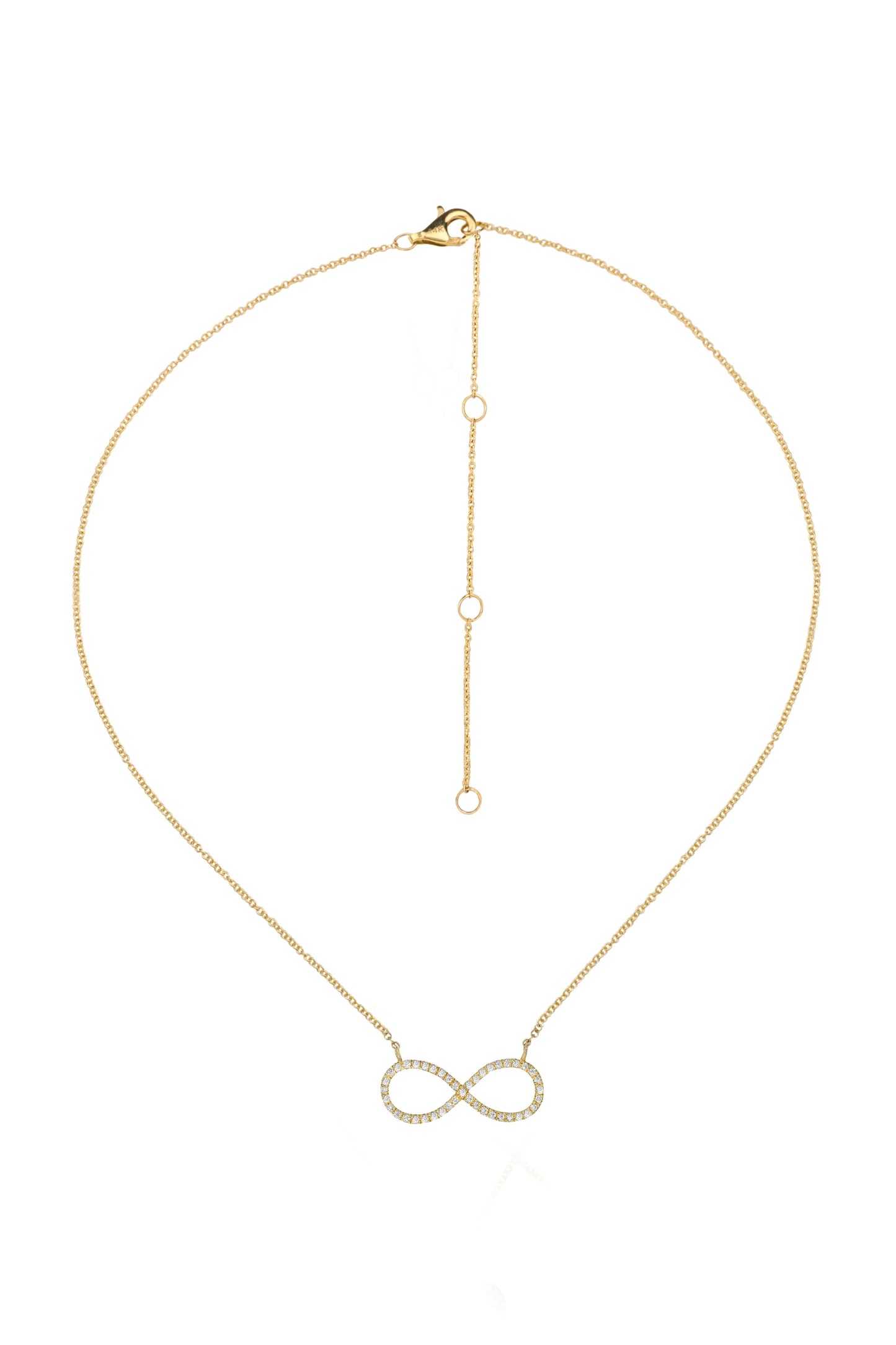 14k Yellow Gold Diamond Infinity Necklace