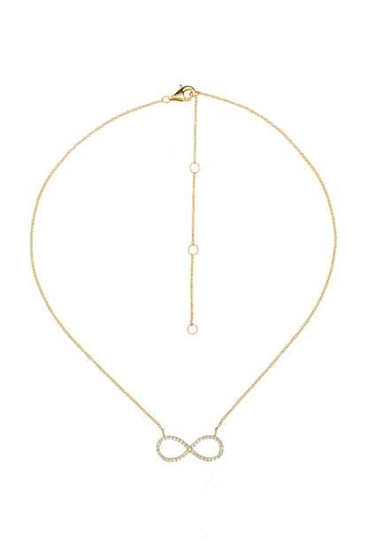 14k Yellow Gold Diamond Infinity Necklace