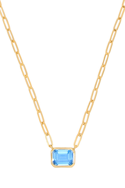 14k Yellow Gold Blue Topaz Necklace