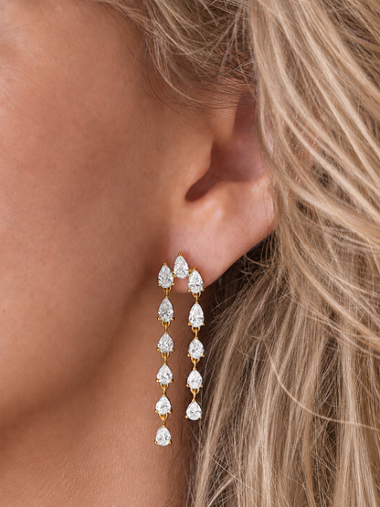 14k Yellow Gold Lab Diamond Waterfall Earrings