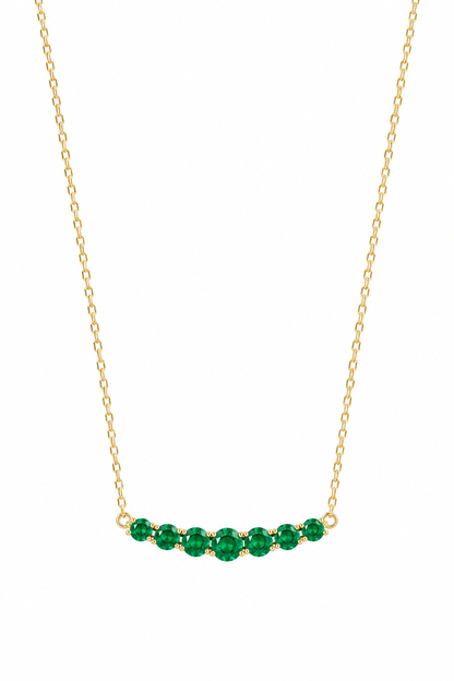 14k Yellow Gold Lab Emerald Bar Necklace