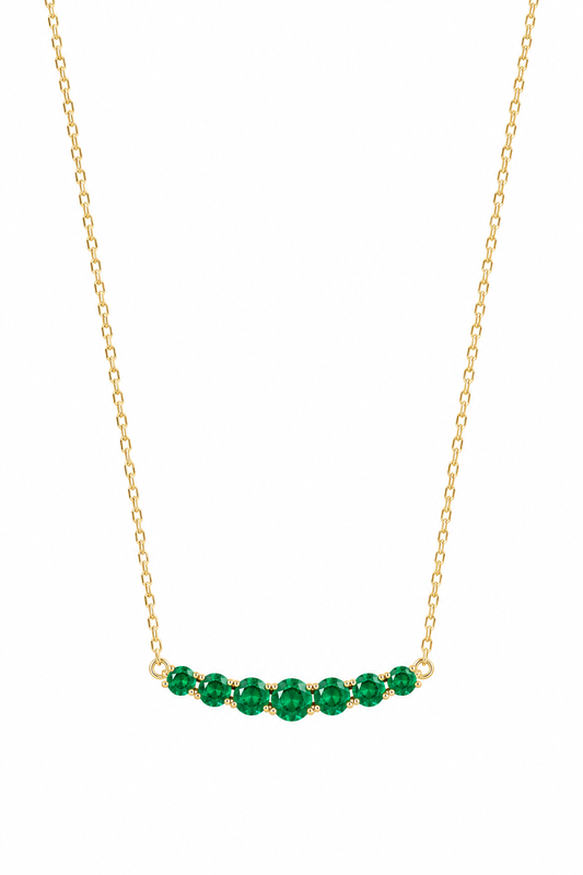 14k Yellow Gold Lab Emerald Bar Necklace