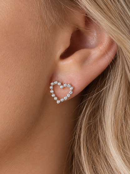 14k Yellow Gold Lab Diamond Open Heart Earrings