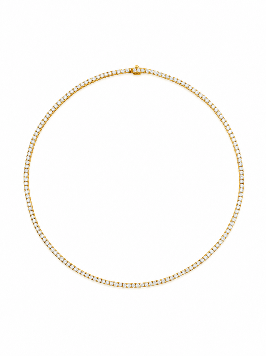 14k Yellow Gold Diamond Large 16 inch 4 Prong Tennis Necklace