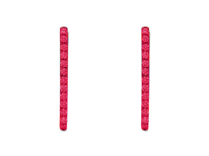 14k Yellow Gold Ruby Paperclip Hoop Earrings