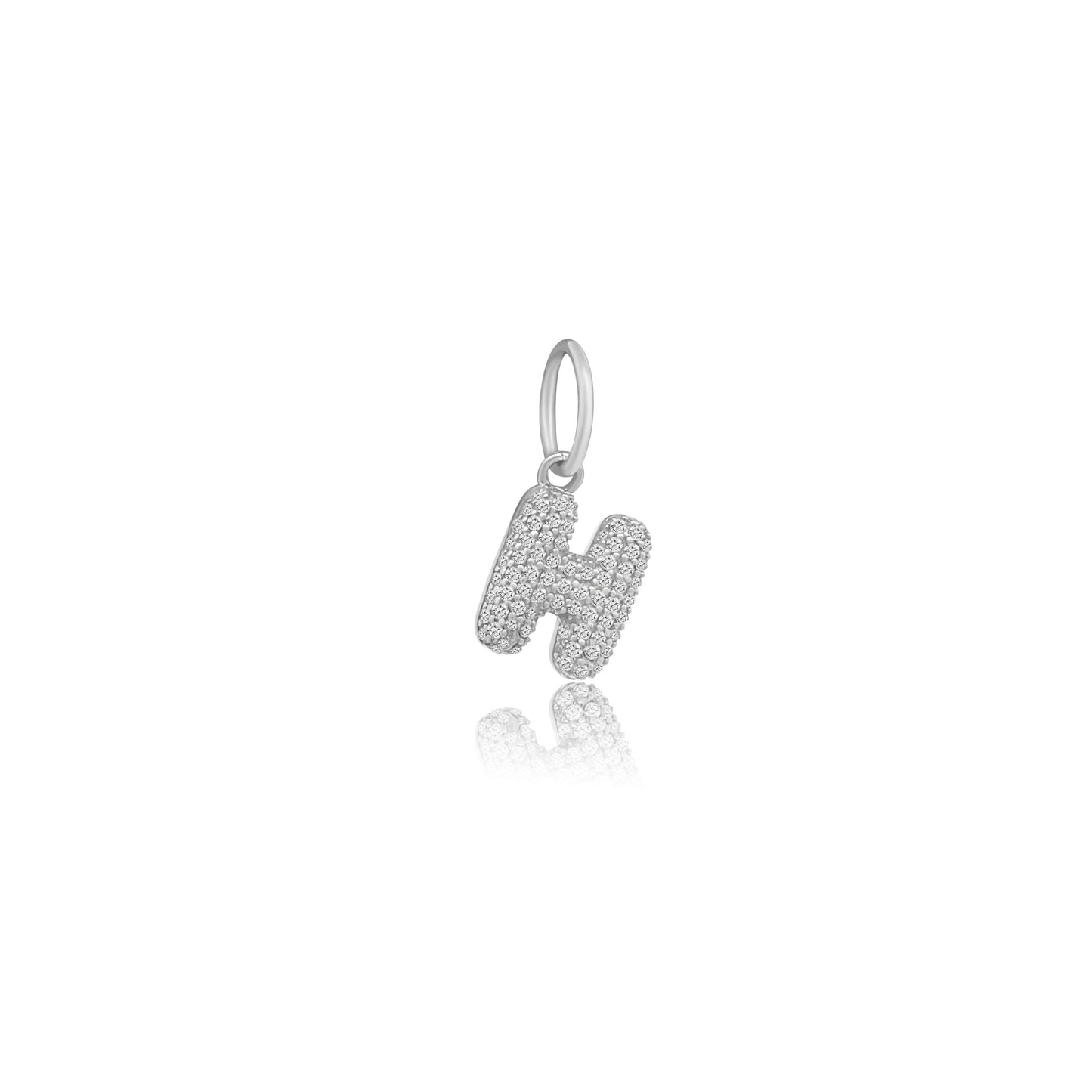 14k White Gold Diamond Bubble Letter Charm