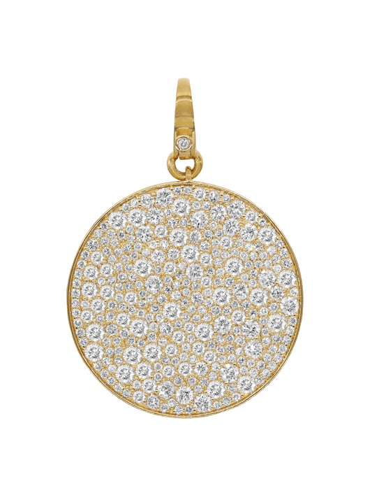 14k Yellow Gold Lab Diamond Large Coin Lobster Clasp Charm