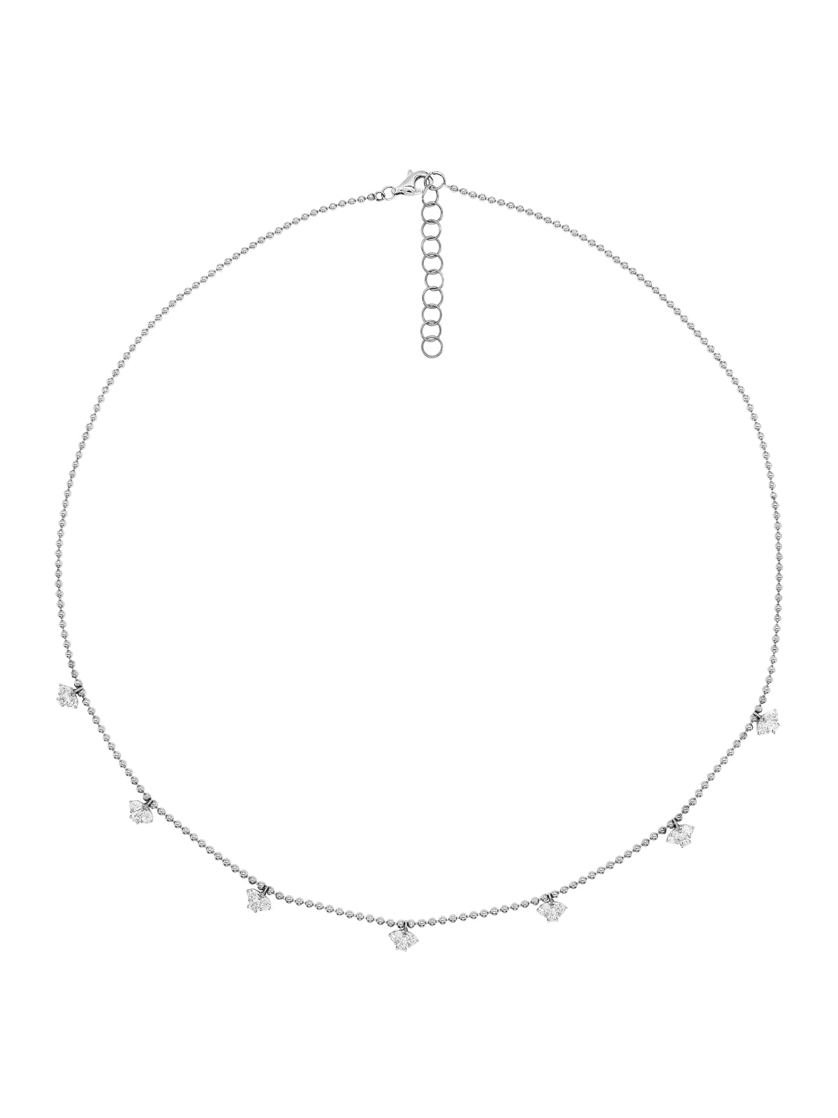 14k White Gold Lab Diamond Flower Drop Necklace