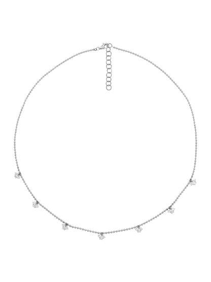 14k White Gold Lab Diamond Flower Drop Necklace