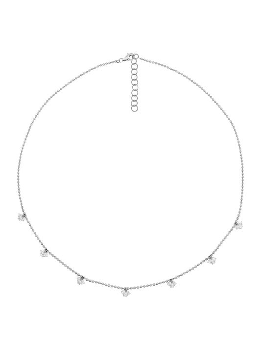 14k White Gold Lab Diamond Flower Drop Necklace