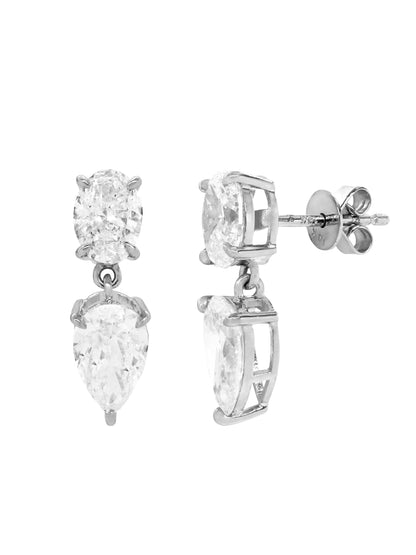 14k White Gold Lab Diamond Pear Drop Earrings