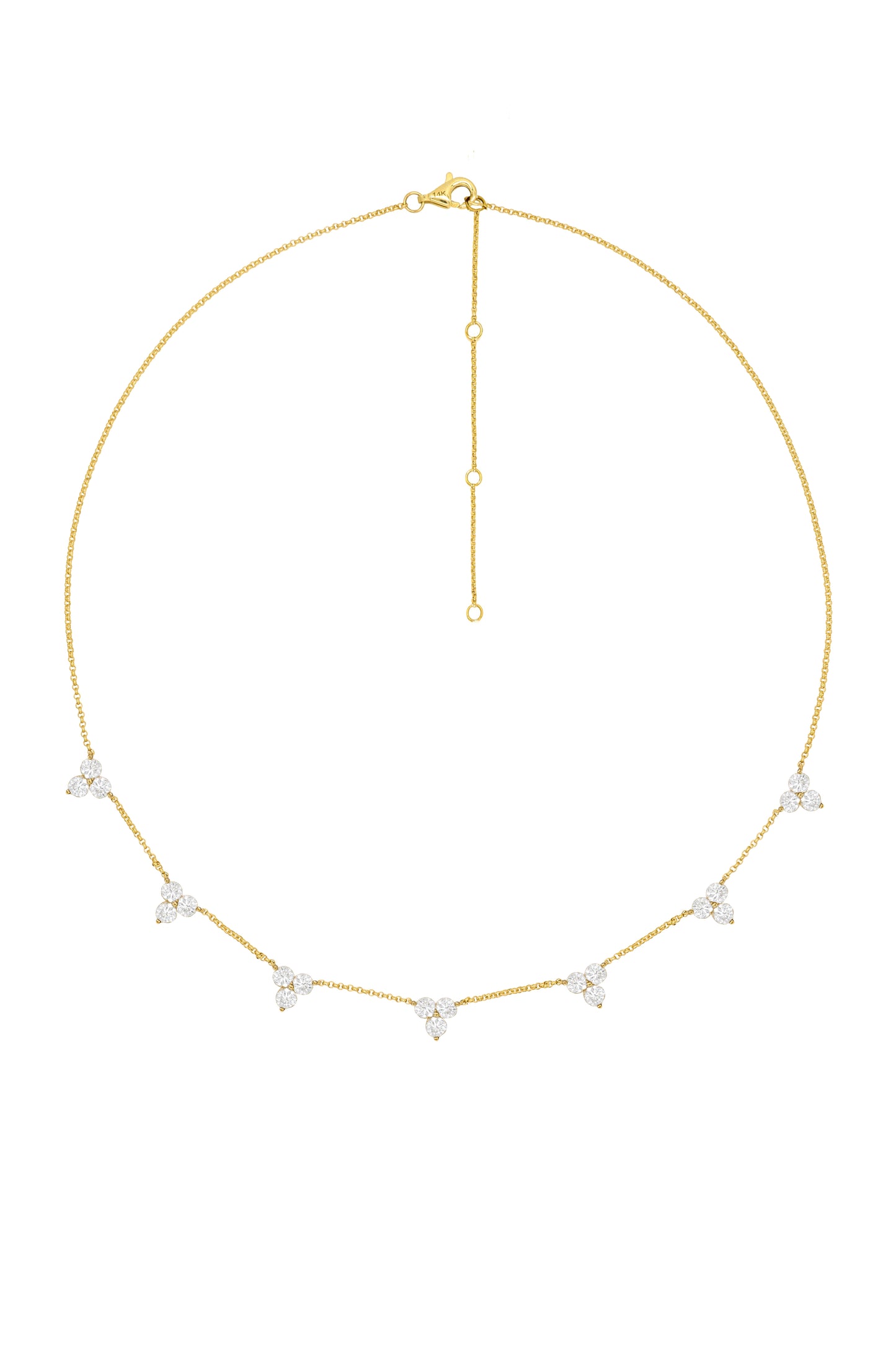 14k Yellow Gold Diamond Triangle Necklace