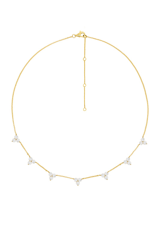 14k Yellow Gold Diamond Triangle Necklace