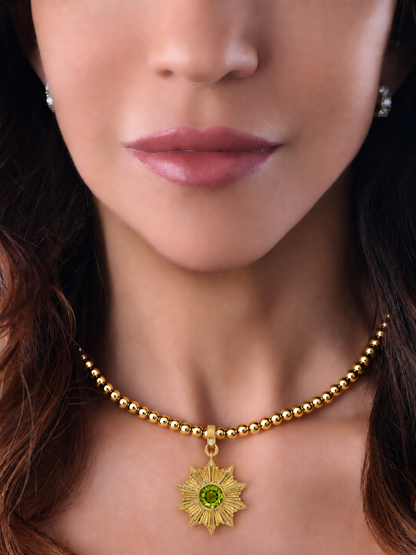 14k Yellow Gold Large Beaded Chain Necklace