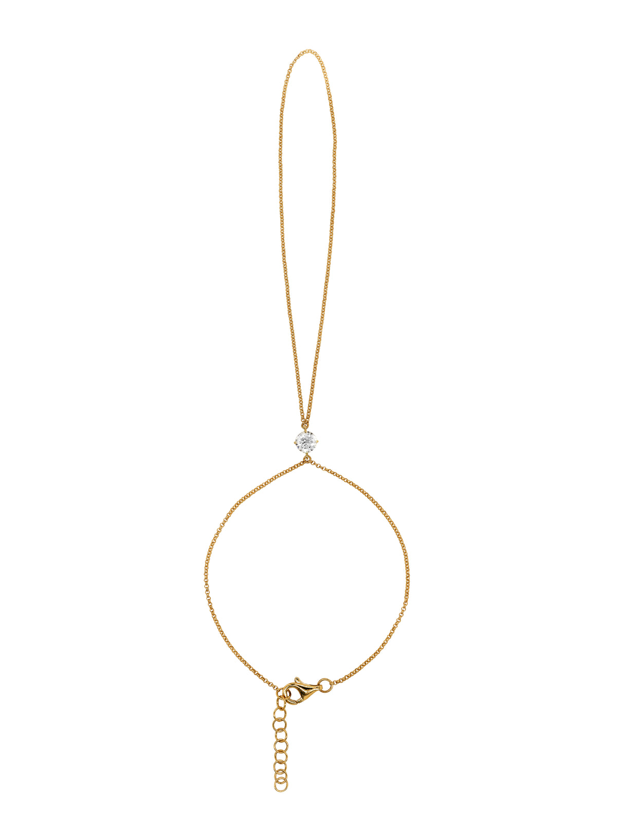 14k Yellow Gold Lab Single Diamond Hand Chain