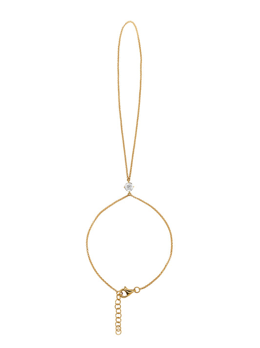14k Yellow Gold Lab Single Diamond Hand Chain