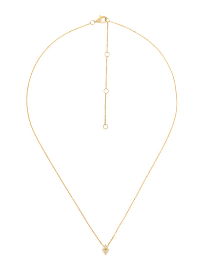 14k Yellow Gold Diamond Double Arrow Necklace