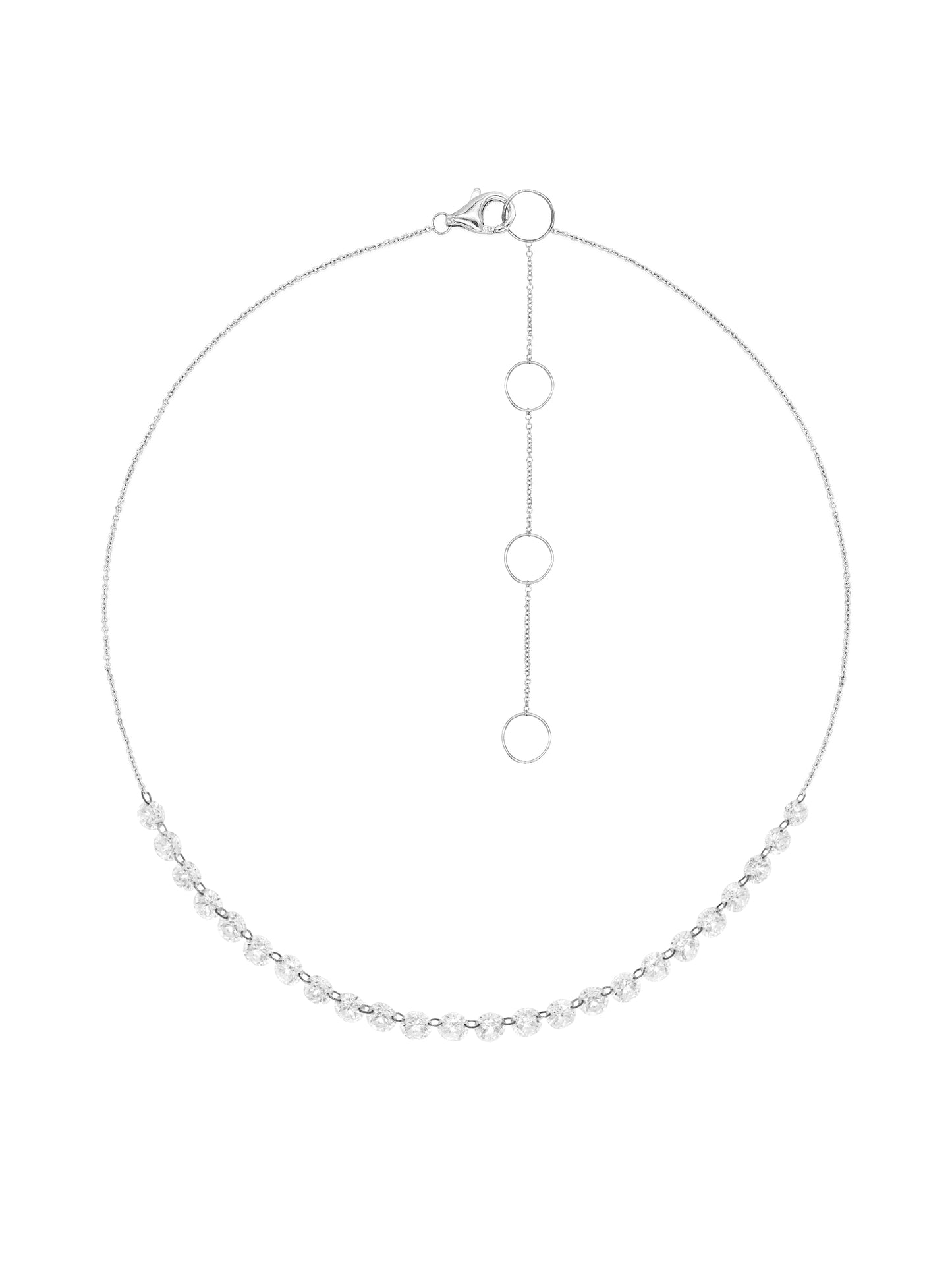 14k White Gold Drill Lab Diamond 24 Row Necklace