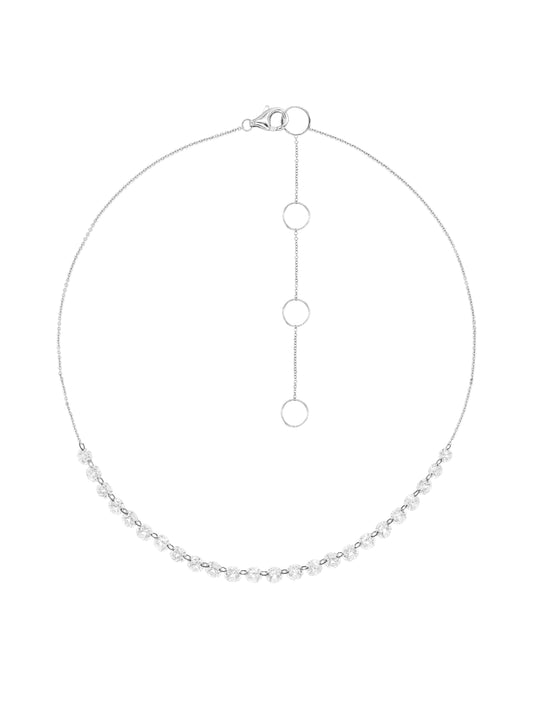 14k White Gold Drill Lab Diamond 24 Row Necklace