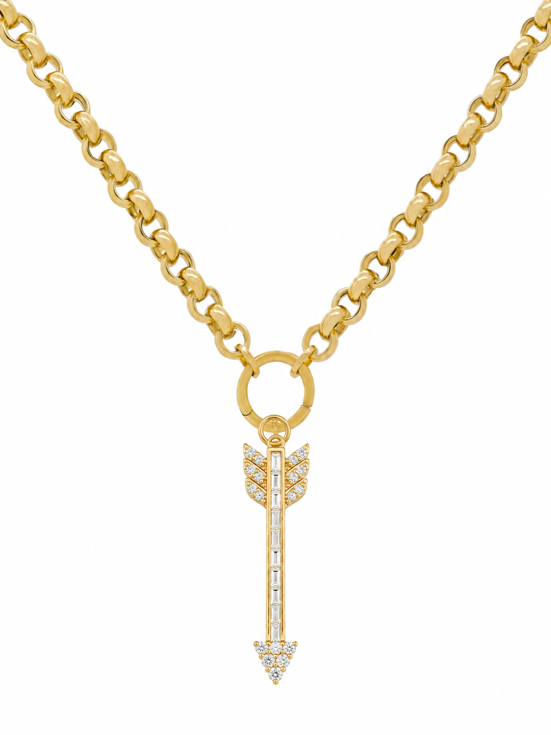 14k Yellow Gold Lab Diamond Large Arrow Charm