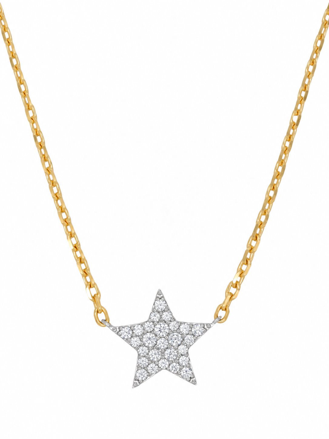 14k Yellow Gold Diamond Star Necklace