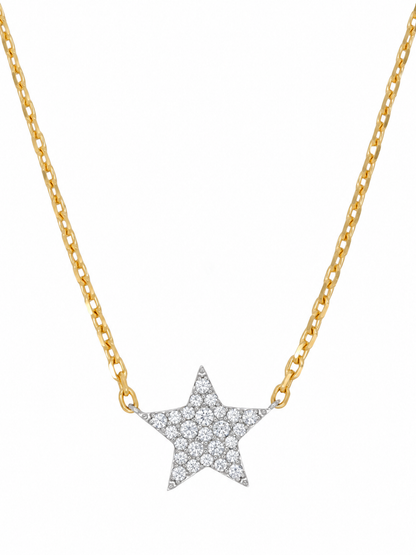14k Yellow Gold Diamond Star Necklace