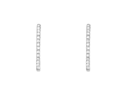 14k White Gold Small Diamond Huggie Earrings