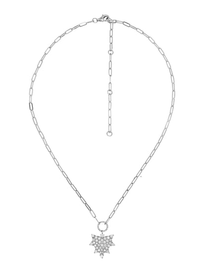 14k White Gold Diamond Heart Paperclip Necklace