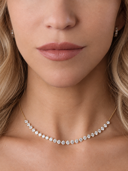 14k Yellow Gold Drill Lab Diamond 24 Row Necklace