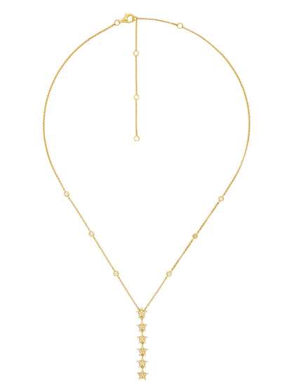14k Yellow Gold Diamond Star/Bezel Drop Necklace