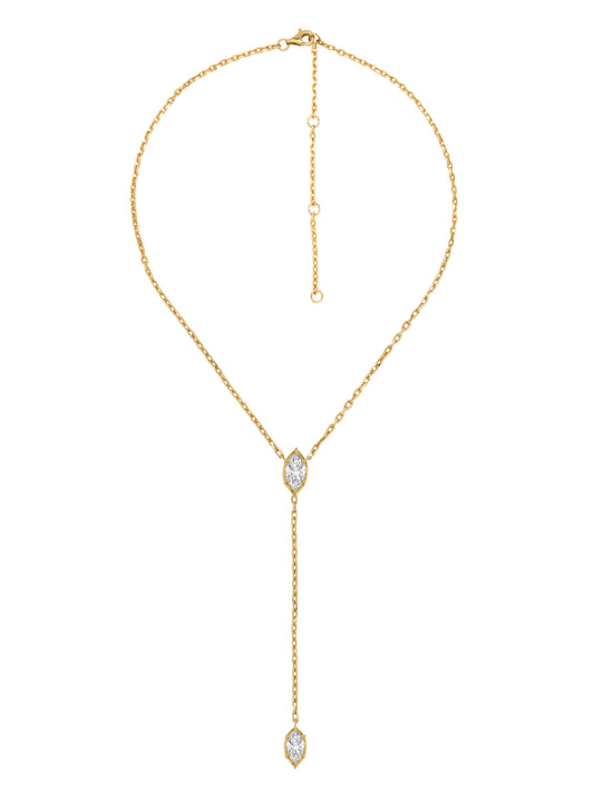 14k Yellow Gold Lab Diamond Pear Lariat Necklace
