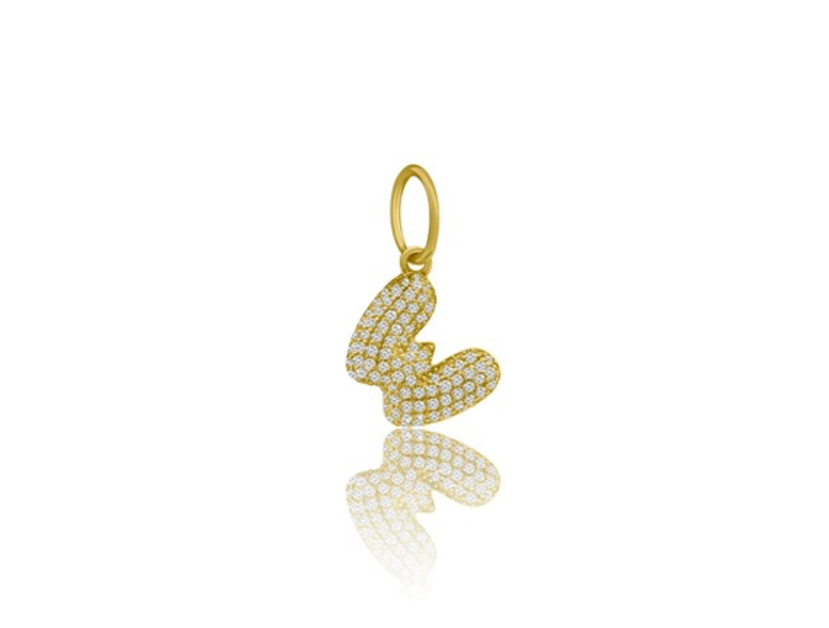 14k Yellow Gold Diamond Bubble Letter Charm