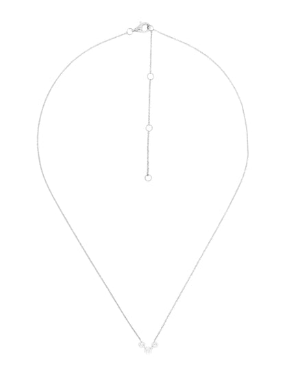 14k White Gold Drill Diamond Trio Necklace