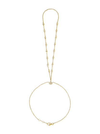14k Yellow Gold Diamond Bezel Hand Chain