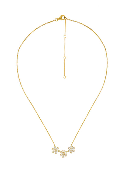 14k Yellow Gold Diamond Baguette Daisy Necklace