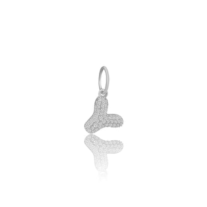 14k White Gold Diamond Bubble Letter Charm
