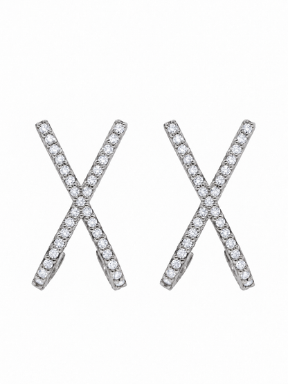 14k White Gold Diamond X Earrings