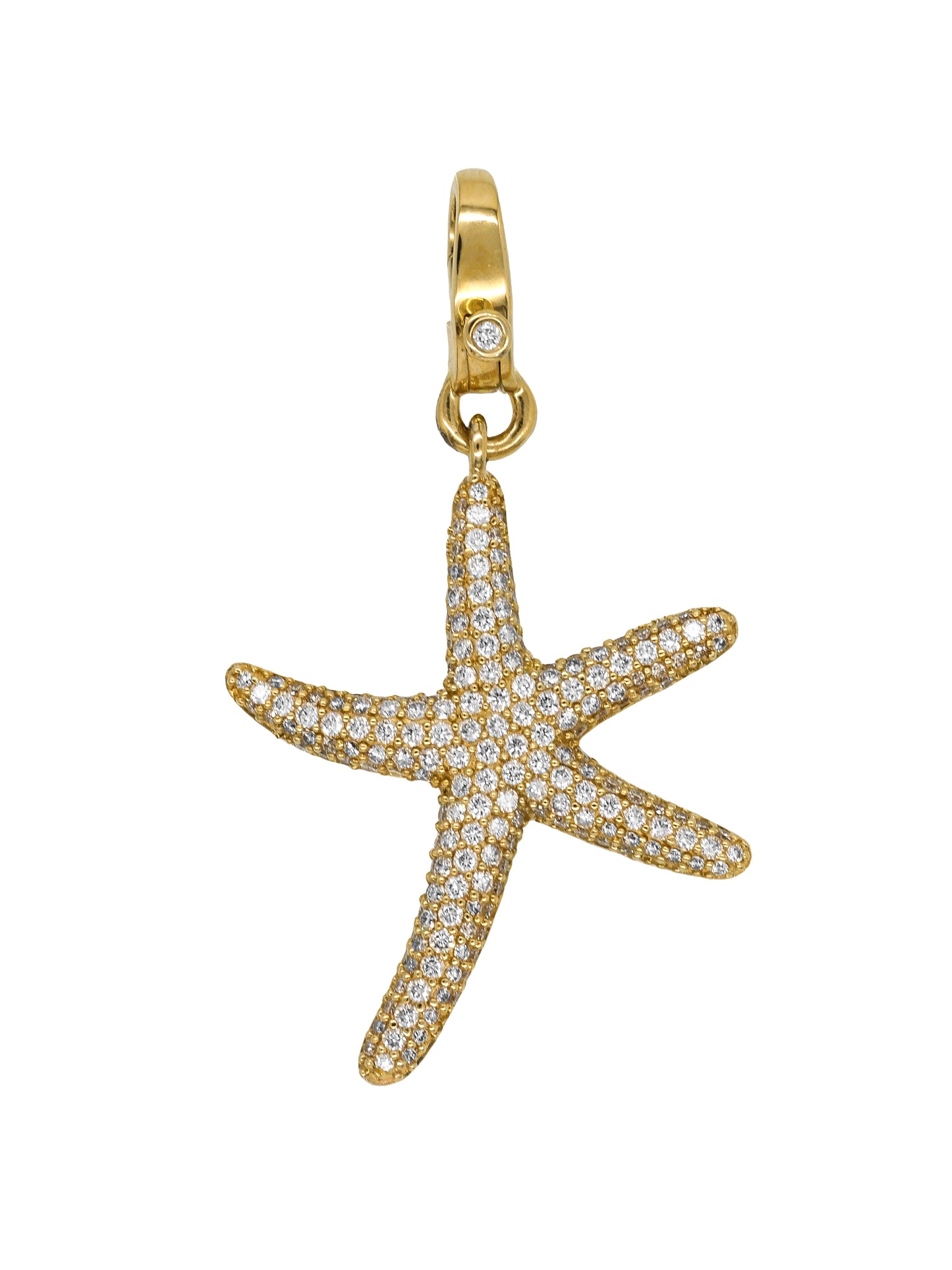 14k Yellow Gold Diamond Starfish Lobster Clasp Charm